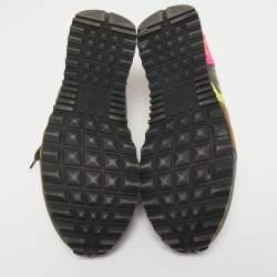 Valentino Multicolor Camo Print Canvas, Leather and Suede Rockrunner Sneakers Size 40