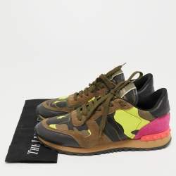 Valentino Multicolor Camo Print Canvas, Leather and Suede Rockrunner Sneakers Size 40