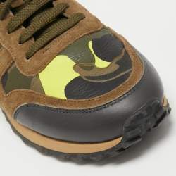 Valentino Multicolor Camo Print Canvas, Leather and Suede Rockrunner Sneakers Size 40