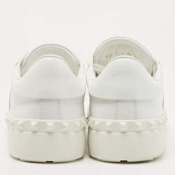 مملوكة مسبقًا Valentino White/Silver Leather Open Sneakers Size 41
