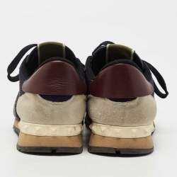 Pre Owned Valentino Tricolor Mesh, Leather and Suede Rockrunner Sneakers Size 40