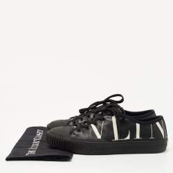 Valentino Black Leather VLTN Low Top Sneakers Size 41