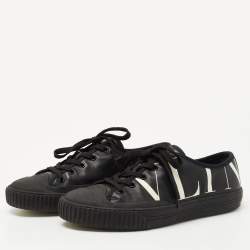 Valentino Black Leather VLTN Low Top Sneakers Size 41