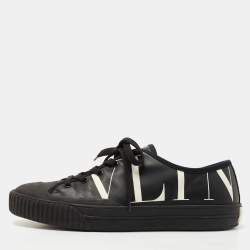 Valentino Black Leather VLTN Low Top Sneakers Size 41