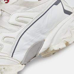 Pre Owned Valentino White Leather and Canvas Climbers VLogo Sneakers Size 42