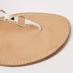 Pre Owned Valentino White Leather Ankle Strap Flat Sandals Size 40