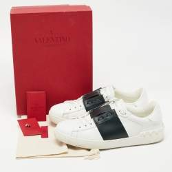 Valentino White Leather Calfskin Open Sneakers Size 42