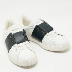 Valentino White Leather Calfskin Open Sneakers Size 42