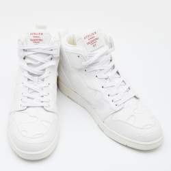 Pre Owned Valentino White Leather Atelier High Top Sneakers Size 44