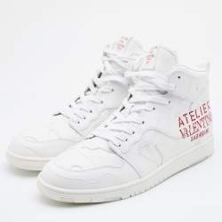 Pre Owned Valentino White Leather Atelier High Top Sneakers Size 44