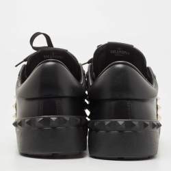 Valentino Black Leather Open Low Top Sneakers Size 41