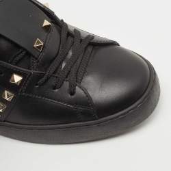 Valentino Black Leather Open Low Top Sneakers Size 41