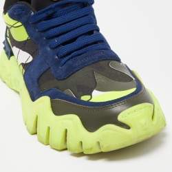 Pre Owned Valentino Multicolor Leather and Suede Camouflage Rockstud Rockrunner Sneakers Size 44 