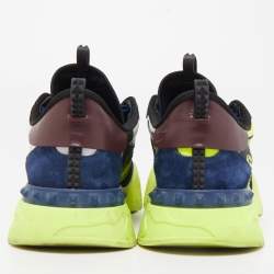 Pre Owned Valentino Multicolor Leather and Suede Camouflage Rockstud Rockrunner Sneakers Size 44 