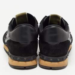 Pre Owned Valentino Black Leather and Suede Rockrunner Trainer Sneakers Size 43