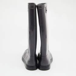 Valentino Grey Lace Print Rubber Rain Boots Size 38