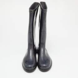 Valentino Grey Lace Print Rubber Rain Boots Size 38