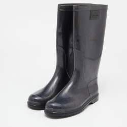 Valentino Grey Lace Print Rubber Rain Boots Size 38