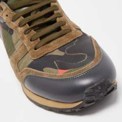 Pre Owned Valentino Multicolor Leather and Suede Rockrunner Sneakers Size 43