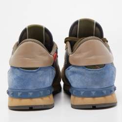 Pre Owned Valentino Multicolor Leather and Suede Rockrunner Sneakers Size 43