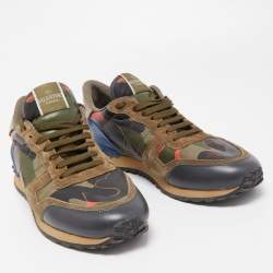 Pre Owned Valentino Multicolor Leather and Suede Rockrunner Sneakers Size 43