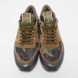 Pre Owned Valentino Multicolor Leather and Suede Rockrunner Sneakers Size 43