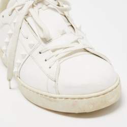 Valentino White Leather Studded Low Top Sneakers Size 44
