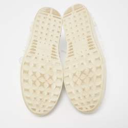 Valentino White Leather Studded Low Top Sneakers Size 44