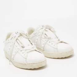 Valentino White Leather Studded Low Top Sneakers Size 44