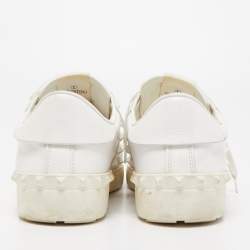 Valentino White Leather Studded Low Top Sneakers Size 44