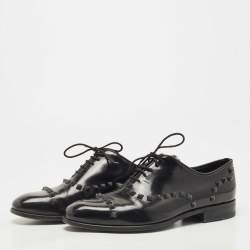 Valentino Black Leather Rockstud Lace Up Oxfords Size 41