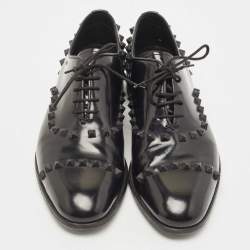 Valentino Black Leather Rockstud Lace Up Oxfords Size 41