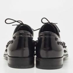 Valentino Black Leather Rockstud Lace Up Oxfords Size 41