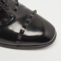 Valentino Black Leather Rockstud Lace Up Oxfords Size 41