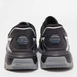 Valentino Black/White Leather And Mesh Climbers Low Top Sneakers Size EU 45
