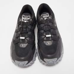Valentino Black/White Leather And Mesh Climbers Low Top Sneakers Size EU 45