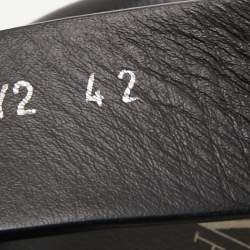 Pre Owned Valentino Black Leather and Nylon VLTN Cross Strap Sandals Size 42