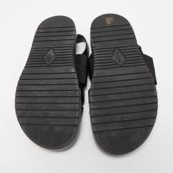 Pre Owned Valentino Black Leather and Nylon VLTN Cross Strap Sandals Size 42