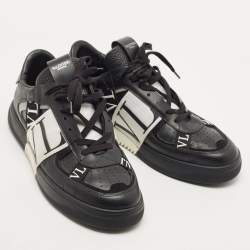 Pre Owned Valentino Black Leather VLTN Low Top Sneakers Size 44