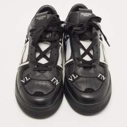 Pre Owned Valentino Black Leather VLTN Low Top Sneakers Size 44