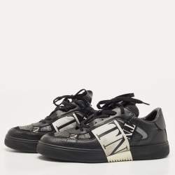 Pre Owned Valentino Black Leather VLTN Low Top Sneakers Size 44