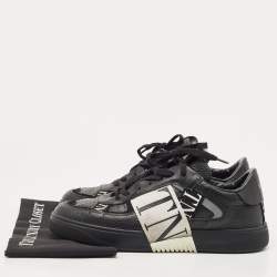 Pre Owned Valentino Black Leather VLTN Low Top Sneakers Size 44