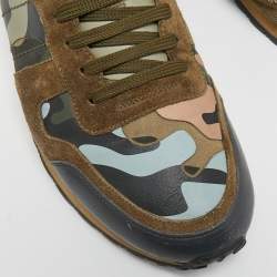 Valentino Multicolor Camouflage Suede And Leather Rockrunner Sneakers Size 43