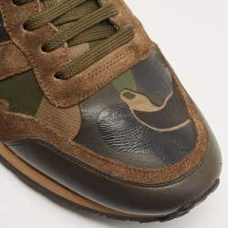 Valentino Tricolor Camo Print Canvas and Leather Rockrunner Sneakers Size 43
