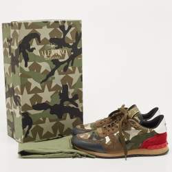 Pre Owned Valentino Multicolor Canvas and Leather Rockrunner Sneakers Size 40