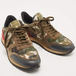 Pre Owned Valentino Multicolor Canvas and Leather Rockrunner Sneakers Size 40