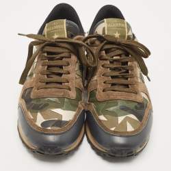 Pre Owned Valentino Multicolor Canvas and Leather Rockrunner Sneakers Size 40