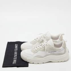 Pre Owned Valentino White Leather and Suede Sneakers Size 42