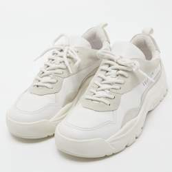 Pre Owned Valentino White Leather and Suede Sneakers Size 42