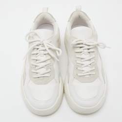 Pre Owned Valentino White Leather and Suede Sneakers Size 42